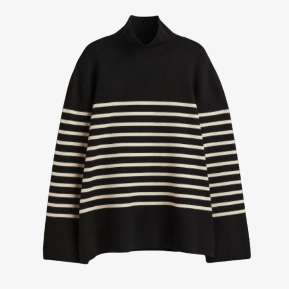 H&M mock neck stripe sweater